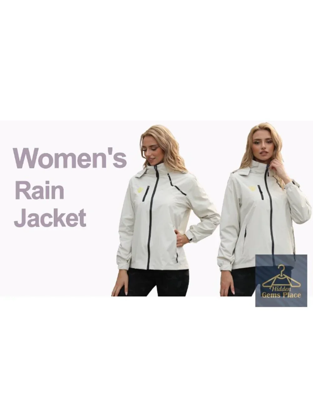 Women's Waterproof Rain Jacket Lightweight Windbreaker Hooded Packable